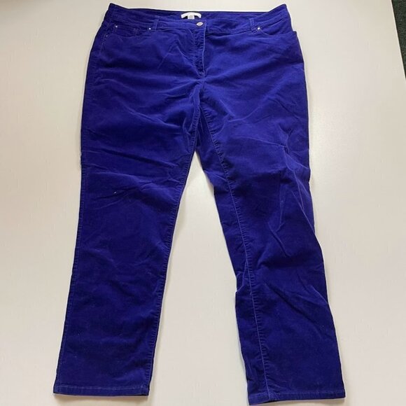 Chico's Pant Trouser Corduroy Purple Blue Straight Leg Winter Sweater Plus XXL - Picture 1 of 11